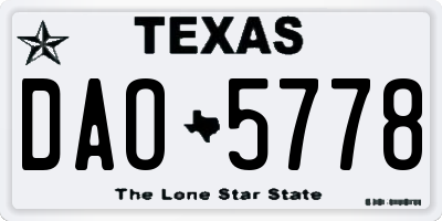 TX license plate DAO5778
