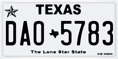 TX license plate DAO5783