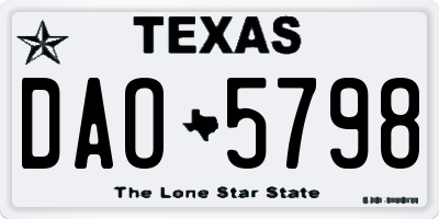 TX license plate DAO5798