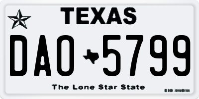TX license plate DAO5799
