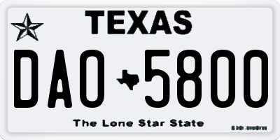 TX license plate DAO5800