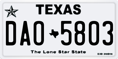 TX license plate DAO5803