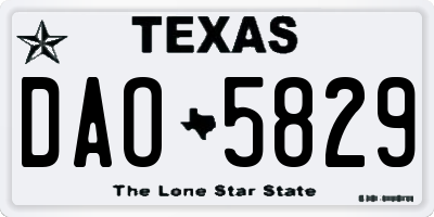 TX license plate DAO5829