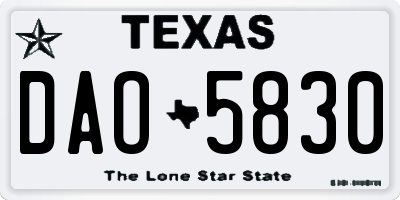 TX license plate DAO5830