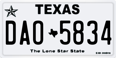 TX license plate DAO5834