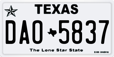 TX license plate DAO5837