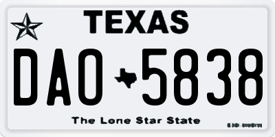 TX license plate DAO5838