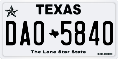 TX license plate DAO5840