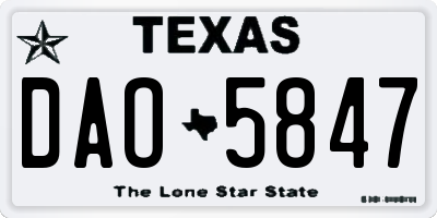 TX license plate DAO5847