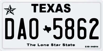 TX license plate DAO5862