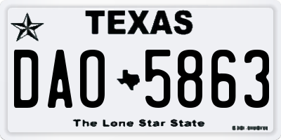 TX license plate DAO5863