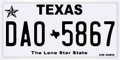 TX license plate DAO5867