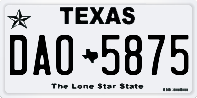 TX license plate DAO5875
