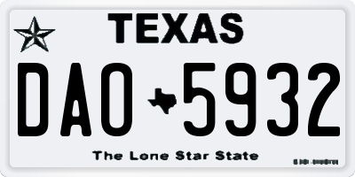 TX license plate DAO5932