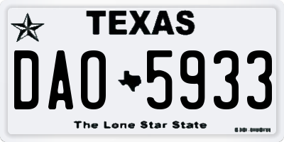 TX license plate DAO5933