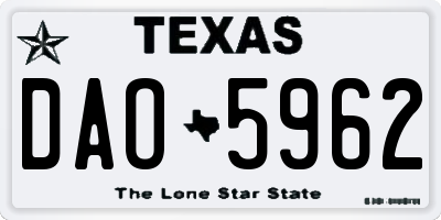 TX license plate DAO5962