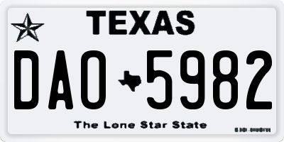 TX license plate DAO5982
