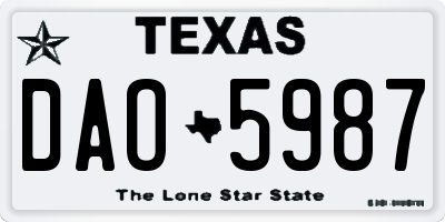 TX license plate DAO5987