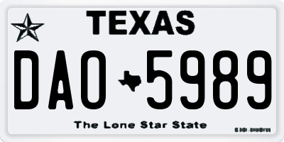 TX license plate DAO5989
