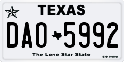 TX license plate DAO5992