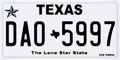 TX license plate DAO5997