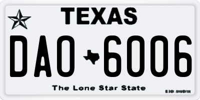 TX license plate DAO6006