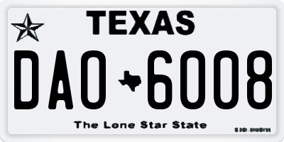 TX license plate DAO6008