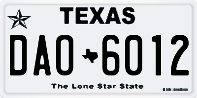 TX license plate DAO6012