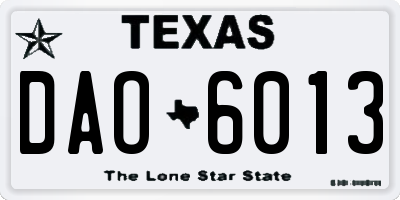 TX license plate DAO6013
