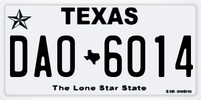 TX license plate DAO6014
