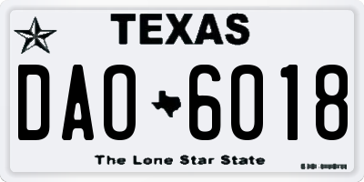 TX license plate DAO6018
