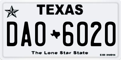TX license plate DAO6020