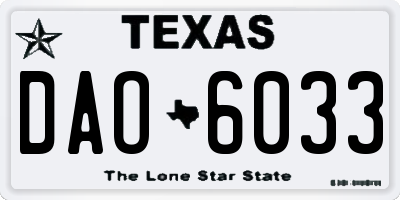 TX license plate DAO6033