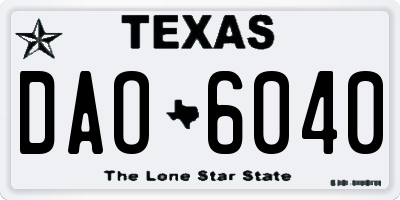 TX license plate DAO6040