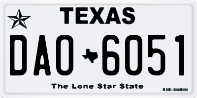 TX license plate DAO6051