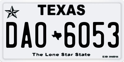 TX license plate DAO6053
