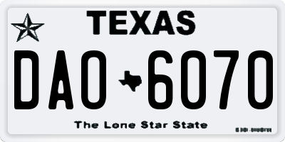 TX license plate DAO6070