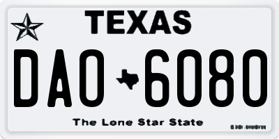 TX license plate DAO6080