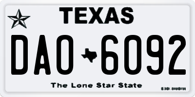TX license plate DAO6092