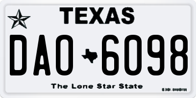 TX license plate DAO6098
