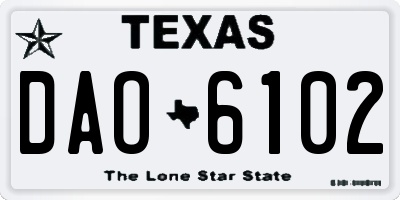 TX license plate DAO6102
