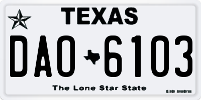 TX license plate DAO6103