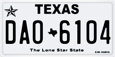 TX license plate DAO6104
