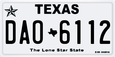 TX license plate DAO6112