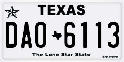 TX license plate DAO6113
