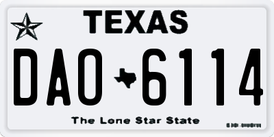 TX license plate DAO6114