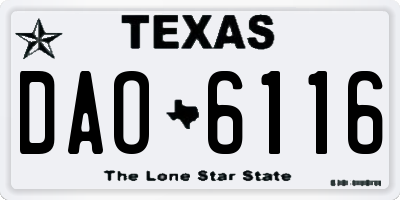 TX license plate DAO6116
