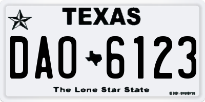 TX license plate DAO6123
