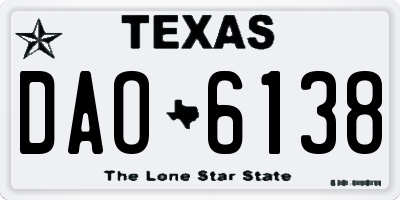 TX license plate DAO6138