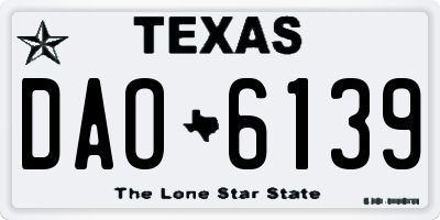 TX license plate DAO6139